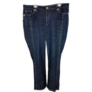 Ashley Stewart Wide Leg‎ High Waist Dark Navy Blue Jeans Size 18W Silver Shimmer